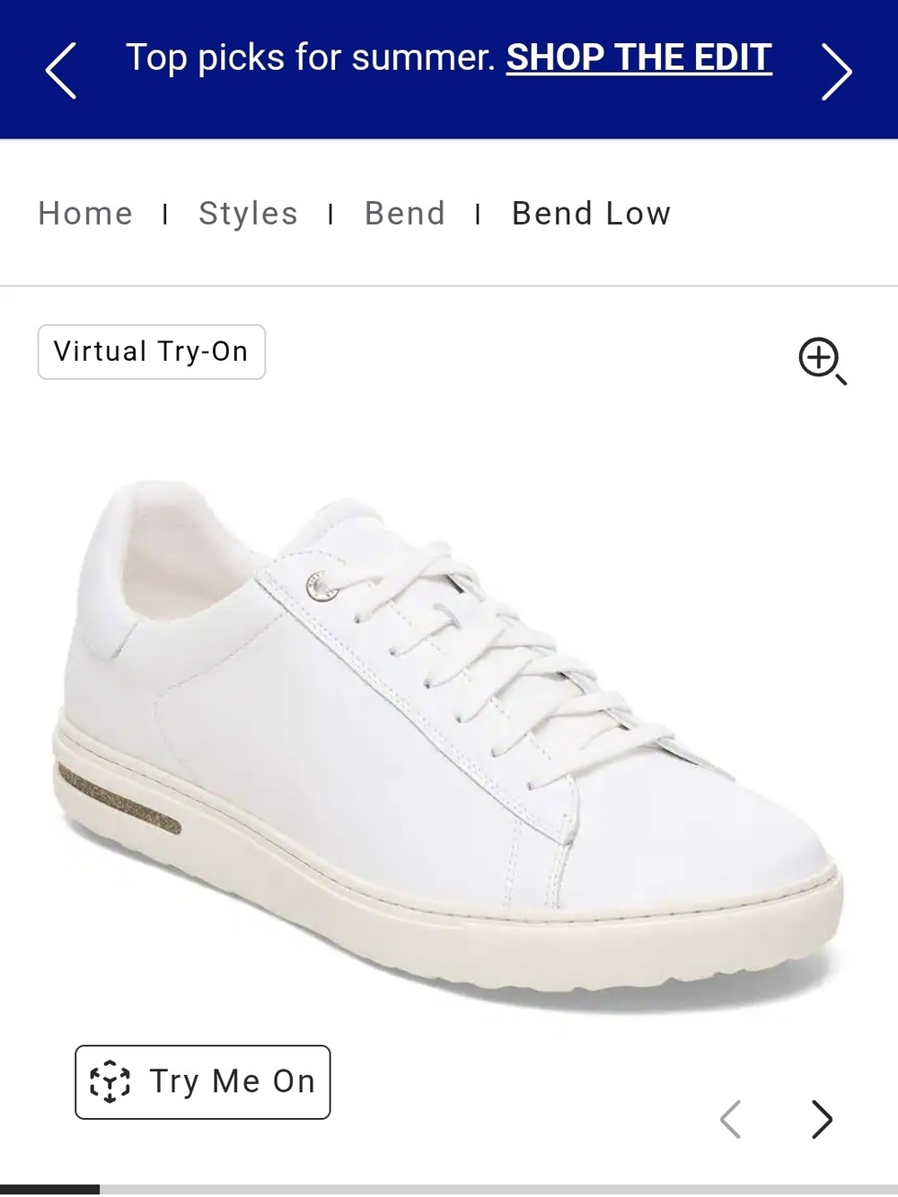 Birkenstock White Bend Low Leather Sneakers - Picture 1 of 8